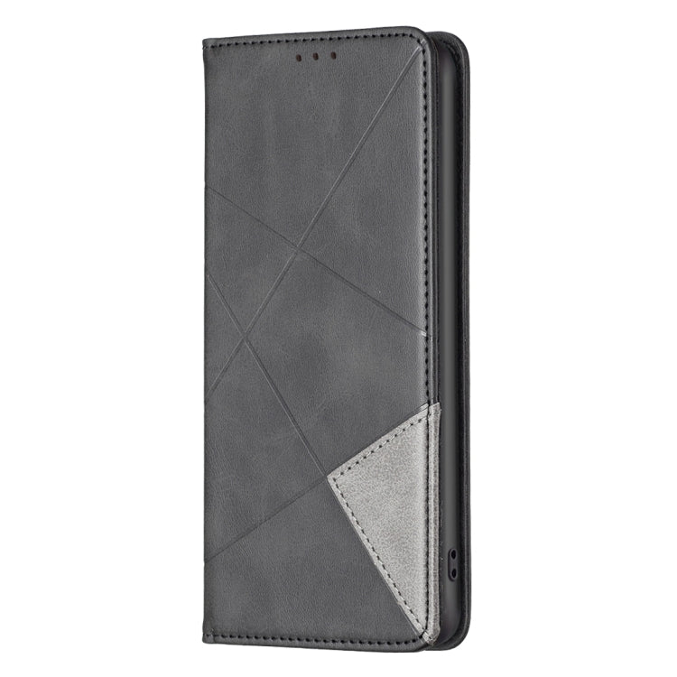 For Xiaomi Poco M6 Pro 4G Rhombus Texture Magnetic Leather Phone Case(Black) - Xiaomi Cases by buy2fix | Online Shopping UK | buy2fix