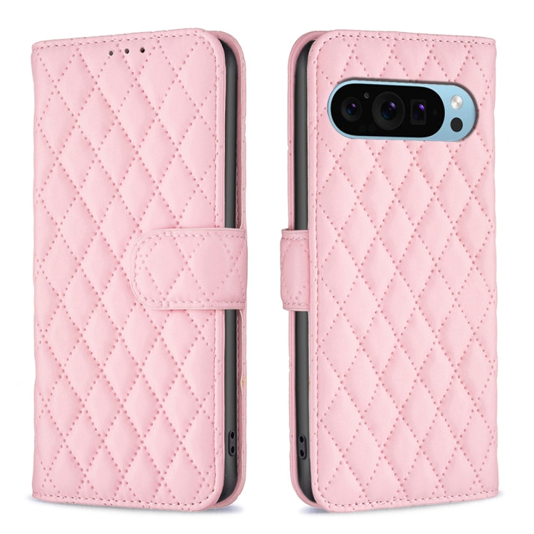 For Google Pixel 9 Pro Diamond Lattice Wallet Leather Flip Phone Case(Pink) - Google Cases by buy2fix | Online Shopping UK | buy2fix