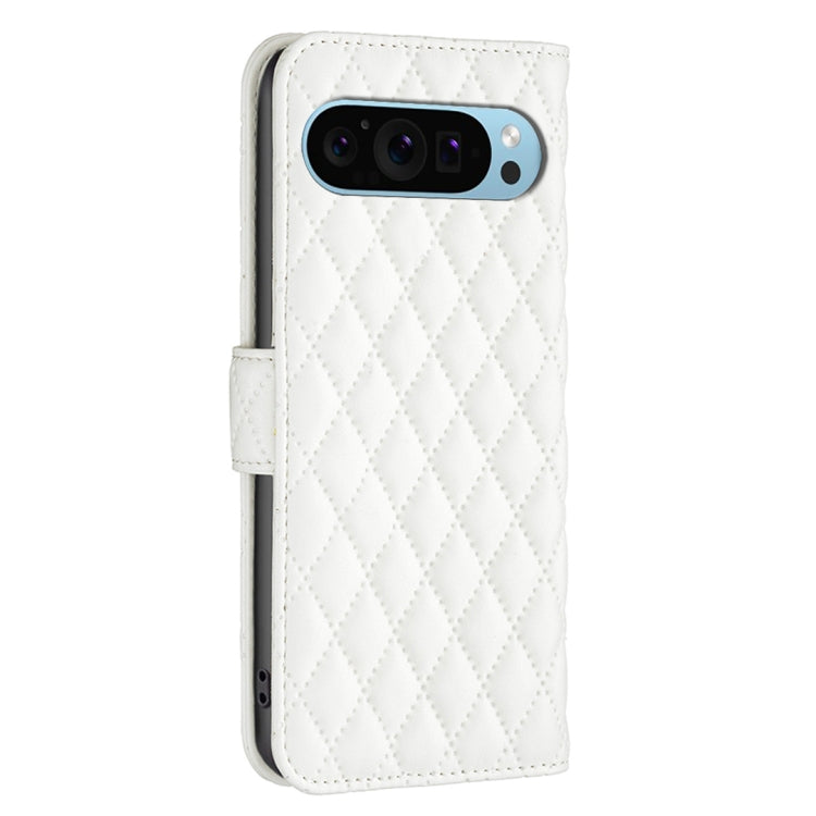 For Google Pixel 9 Pro Diamond Lattice Wallet Leather Flip Phone Case(White) - Google Cases by buy2fix | Online Shopping UK | buy2fix