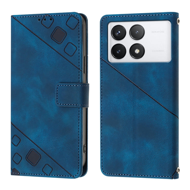 For Xiaomi Redmi K70 / K70 Pro Skin Feel Embossed Leather Phone Case(Blue) - K70 Cases by buy2fix | Online Shopping UK | buy2fix