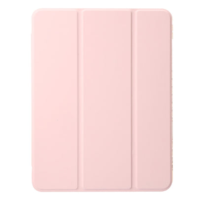 For iPad Pro 11 2024 Clear Acrylic 3-Fold Leather Tablet Case(Pink) - iPad Pro 11 2024 Cases by buy2fix | Online Shopping UK | buy2fix