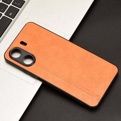 For Xiaomi Redmi 13C 4G / Poco C65 Sewing Cow Pattern Skin PC + PU + TPU Phone Case(Orange) - 13C Cases by buy2fix | Online Shopping UK | buy2fix