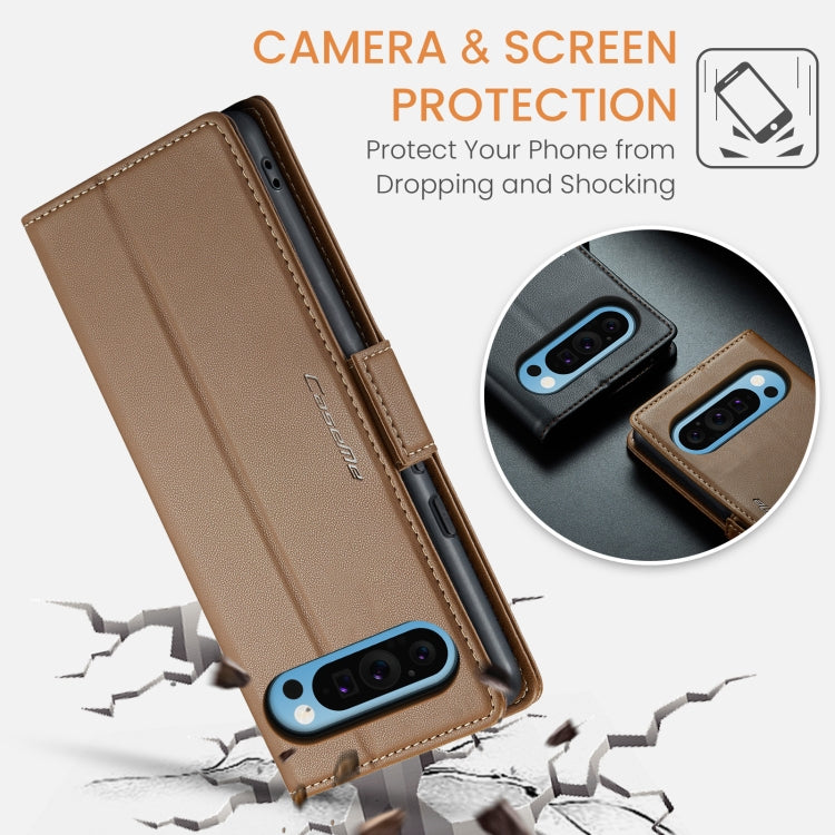 For Google Pixel 9 Pro XL CaseMe 023 Butterfly Buckle Litchi Texture RFID Anti-theft Leather Phone Case(Brown) - Google Cases by CaseMe | Online Shopping UK | buy2fix