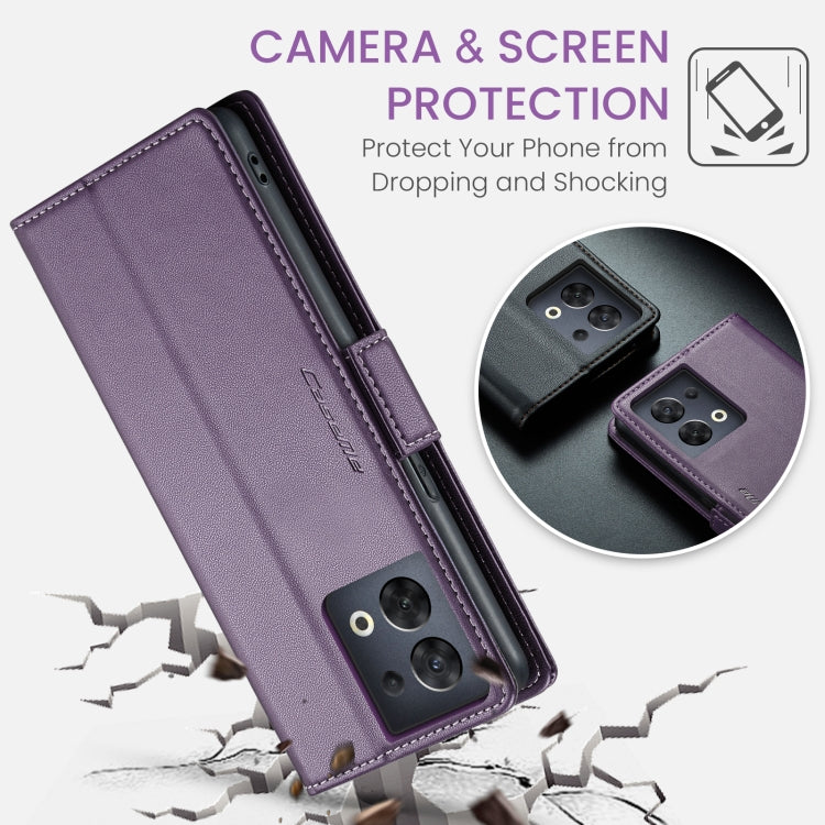 For OPPO Reno8 5G Global CaseMe 023 Butterfly Buckle Litchi Texture RFID Anti-theft Leather Phone Case(Pearly Purple) - OPPO Cases by CaseMe | Online Shopping UK | buy2fix