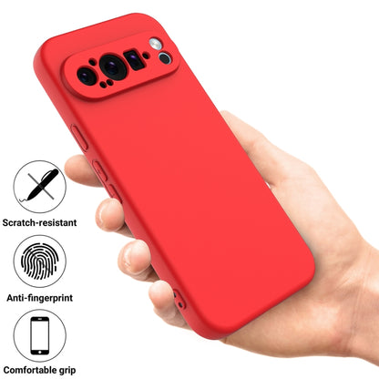 For Google Pixel 9 Pro Pure Color Liquid Silicone Shockproof Phone Case(Red) - Google Cases by buy2fix | Online Shopping UK | buy2fix