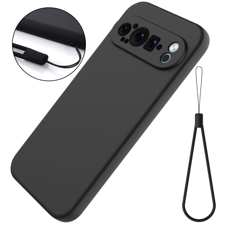 For Google Pixel 9 Pro XL Pure Color Liquid Silicone Shockproof Phone Case(Black) - Google Cases by buy2fix | Online Shopping UK | buy2fix