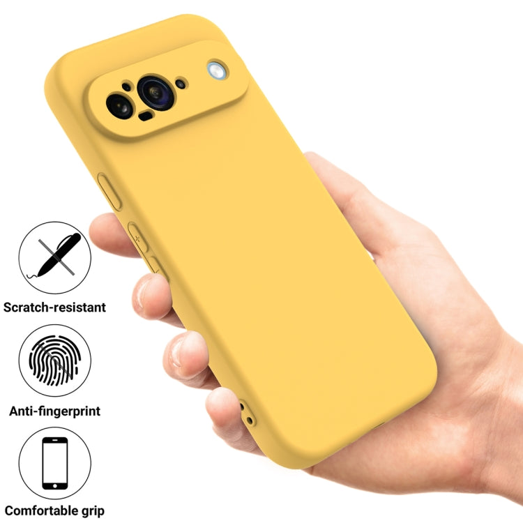 For Google Pixel 9 Pure Color Liquid Silicone Shockproof Phone Case(Yellow) - Google Cases by buy2fix | Online Shopping UK | buy2fix