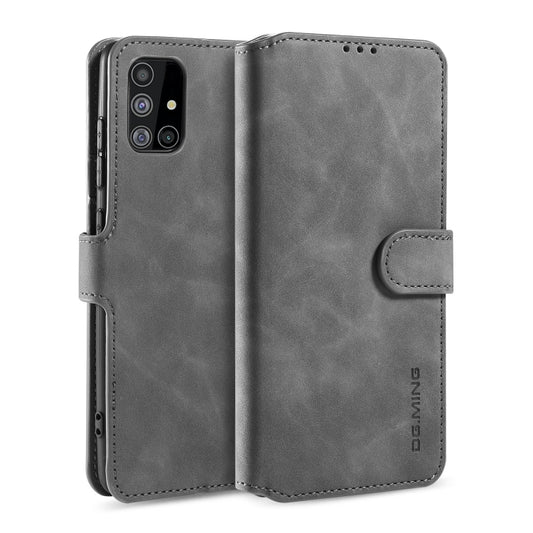 For Samsung Galaxy A51 5G DG.MING Retro Oil Side Horizontal Flip Case with Holder & Card Slots & Wallet(Gray) - Galaxy Phone Cases by DG.MING | Online Shopping UK | buy2fix