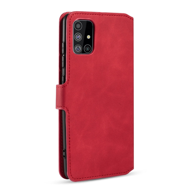 For Samsung Galaxy A51 5G DG.MING Retro Oil Side Horizontal Flip Case with Holder & Card Slots & Wallet(Red) - Galaxy Phone Cases by DG.MING | Online Shopping UK | buy2fix