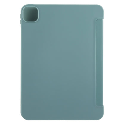 For iPad Pro 11 2024 GEBEI 3-folding Holder Shockproof Flip Leather Tablet Case(Dark Green) - iPad Pro 11 2024 Cases by GEBEI | Online Shopping UK | buy2fix