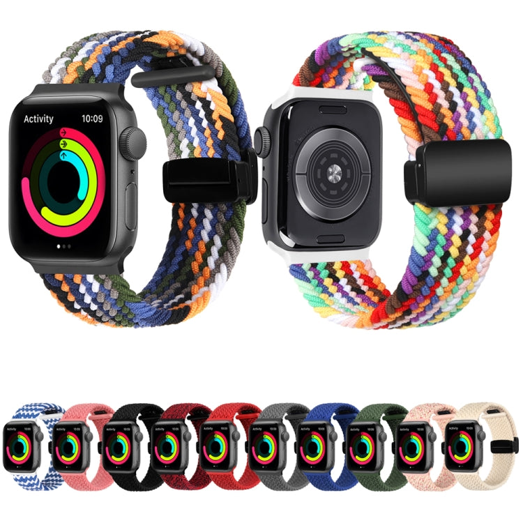 Magnetic Fold Clasp Woven Watch Band For Apple Watch 4 44mm(Rainbow Color) - Watch Bands by buy2fix | Online Shopping UK | buy2fix