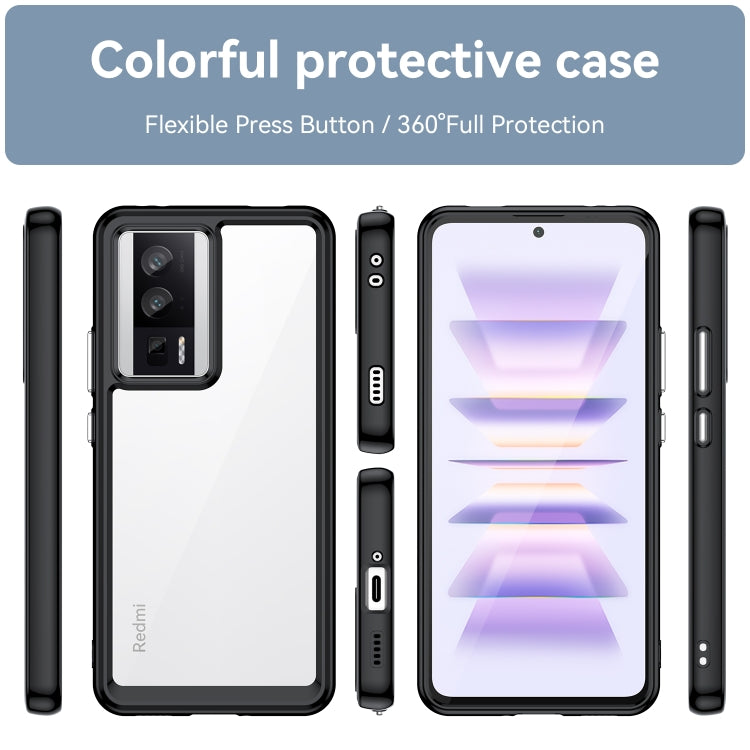 For Xiaomi Poco F5 Pro Colorful Series Acrylic Hybrid TPU Phone Case(Black) - Xiaomi Cases by buy2fix | Online Shopping UK | buy2fix