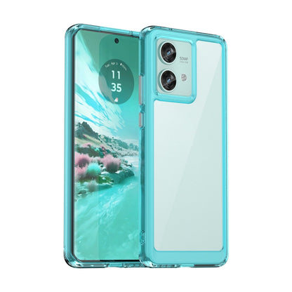 For Motorola Edge 40 Neo Colorful Series Acrylic Hybrid TPU Phone Case(Transparent Blue) - Motorola Cases by buy2fix | Online Shopping UK | buy2fix