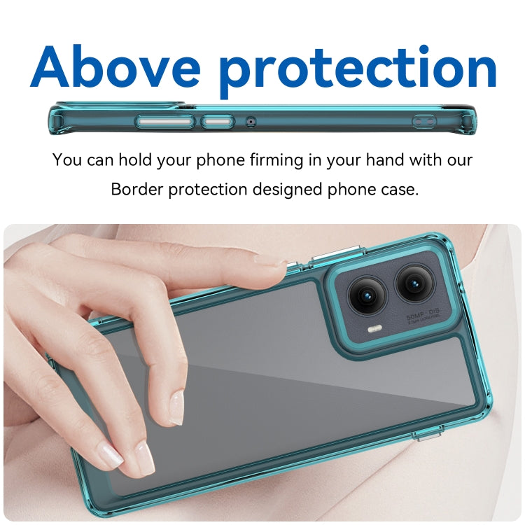 For Motorola Edge 2024 Colorful Series Acrylic Hybrid TPU Phone Case(Transparent Blue) - Motorola Cases by buy2fix | Online Shopping UK | buy2fix