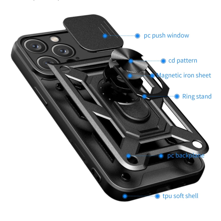 For iPhone 16 Pro Max Sliding Camera Cover Design TPU+PC Phone Case(Blue) - iPhone 16 Pro Max Cases by buy2fix | Online Shopping UK | buy2fix