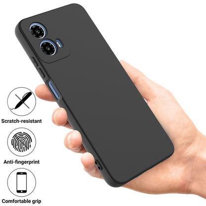 For Motorola Moto G34 Pure Color Liquid Silicone Shockproof Phone Case(Black) - Motorola Cases by buy2fix | Online Shopping UK | buy2fix