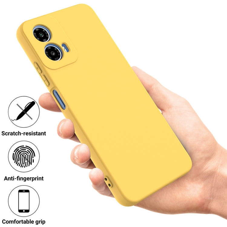 For Motorola Moto G Power 2024 Pure Color Liquid Silicone Shockproof Phone Case(Yellow) - Motorola Cases by buy2fix | Online Shopping UK | buy2fix