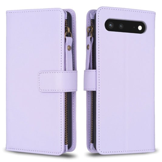 For Google Pixel 7 9 Card Slots Zipper Wallet Leather Flip Phone Case(Light Purple) - Google Cases by buy2fix | Online Shopping UK | buy2fix