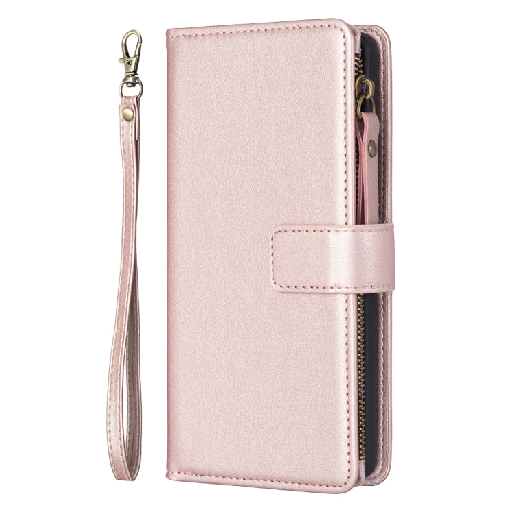 For Google Pixel 8 Pro 9 Card Slots Zipper Wallet Leather Flip Phone Case(Rose Gold) - Google Cases by buy2fix | Online Shopping UK | buy2fix