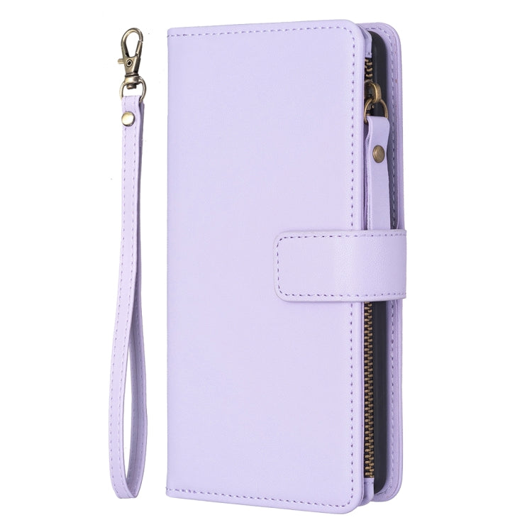 For Google Pixel 8 9 Card Slots Zipper Wallet Leather Flip Phone Case(Light Purple) - Google Cases by buy2fix | Online Shopping UK | buy2fix