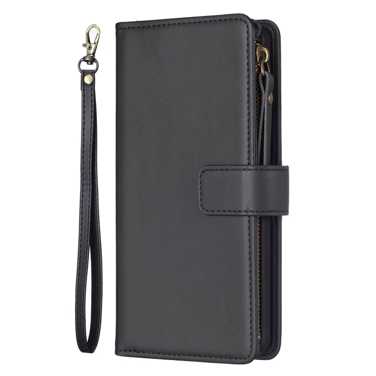 For iPhone 16 Pro 9 Card Slots Zipper Wallet Leather Flip Phone Case(Black) - iPhone 16 Pro Cases by buy2fix | Online Shopping UK | buy2fix