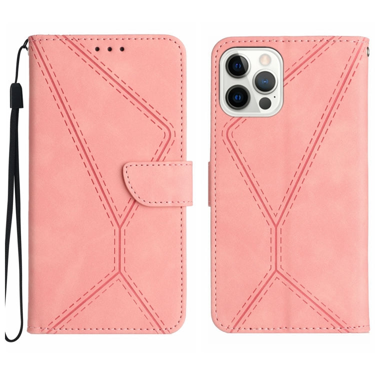 For iPhone 16 Pro Max Stitching Embossed Leather Phone Case(Pink) - iPhone 16 Pro Max Cases by buy2fix | Online Shopping UK | buy2fix