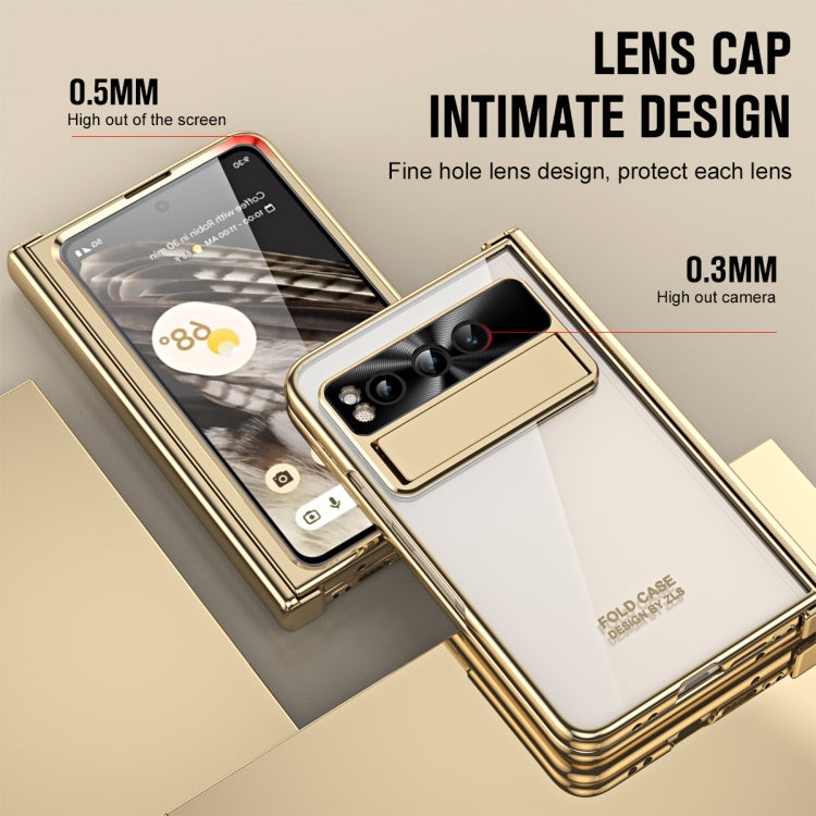 For Google Pixel Fold Integrated Electroplating Folding Phone Case with Hinge(Tyrant Gold) - Google Cases by buy2fix | Online Shopping UK | buy2fix