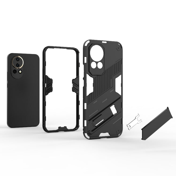 For Huawei nova 12 5G Punk Armor 2 in 1 PC + TPU Phone Case with Holder(Black) - Huawei Cases by buy2fix | Online Shopping UK | buy2fix