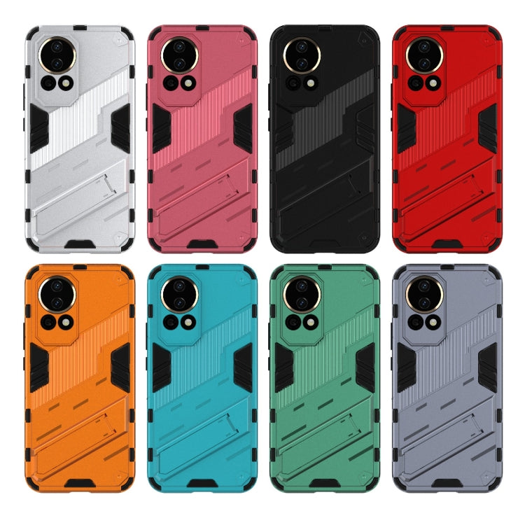 For Huawei nova 12 5G Punk Armor 2 in 1 PC + TPU Phone Case with Holder(Black) - Huawei Cases by buy2fix | Online Shopping UK | buy2fix