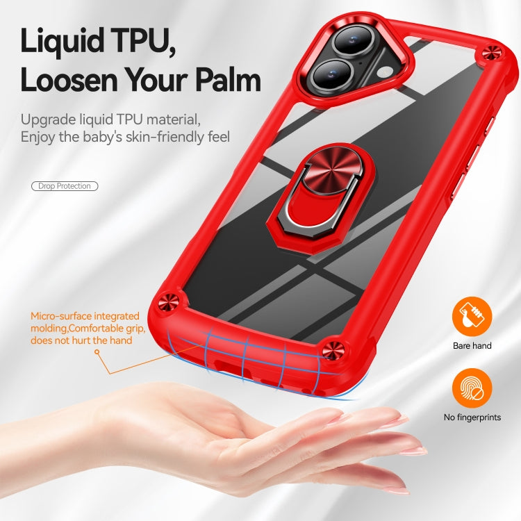 For iPhone 16 Plus TPU + PC Lens Protection Phone Case with Ring Holder(Red) - iPhone 16 Plus Cases by buy2fix | Online Shopping UK | buy2fix