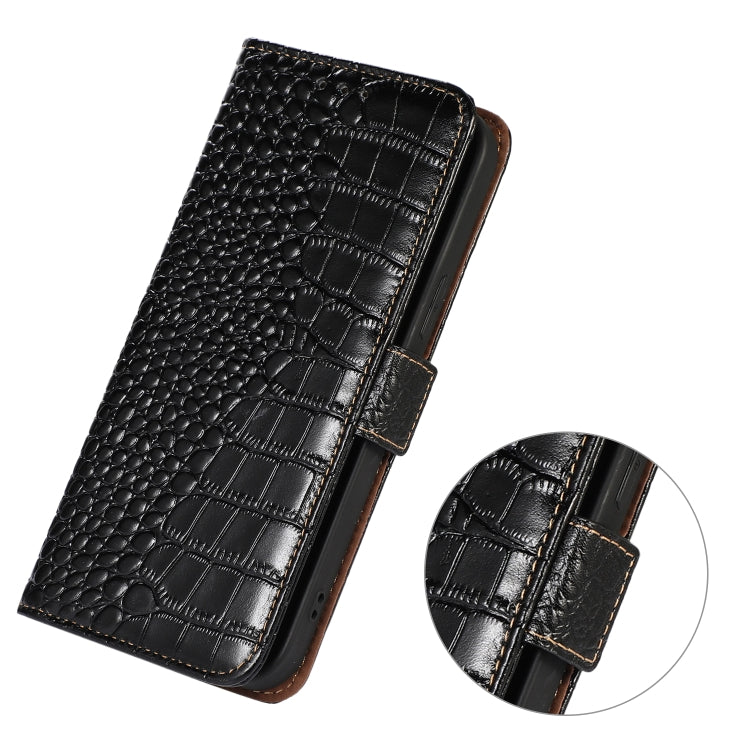 For iPhone 16 Pro Crocodile Top Layer Cowhide Leather Phone Case(Black) - iPhone 16 Pro Cases by buy2fix | Online Shopping UK | buy2fix