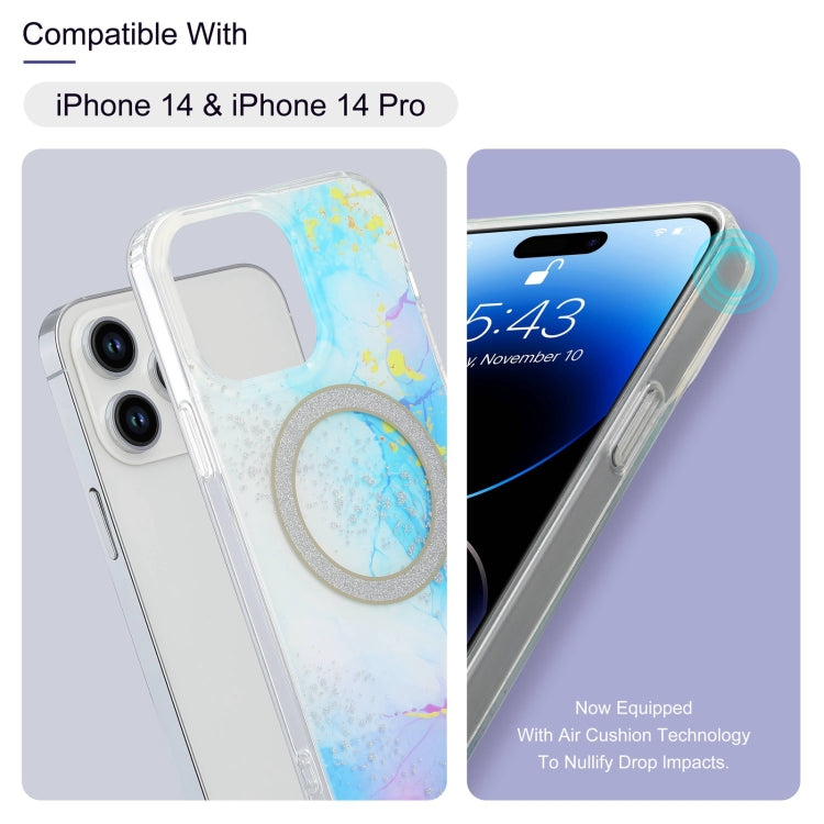 For iPhone 12 Pro Dual-side IMD Marble Magsafe Phone Case(Sky Blue) - iPhone 12 / 12 Pro Cases by buy2fix | Online Shopping UK | buy2fix