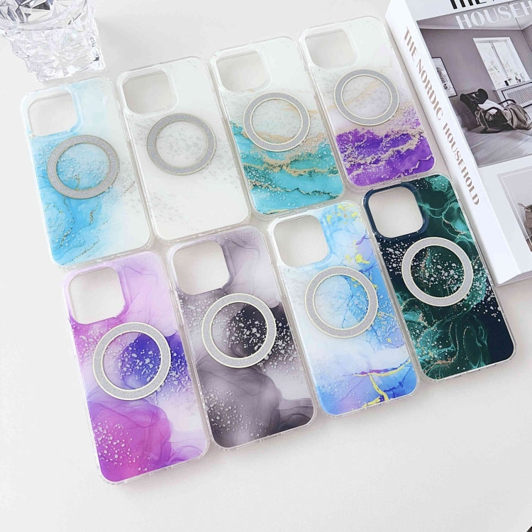 For iPhone 12 Pro Max Dual-side IMD Marble Magsafe Phone Case(Smudged Purple) - iPhone 12 Pro Max Cases by buy2fix | Online Shopping UK | buy2fix