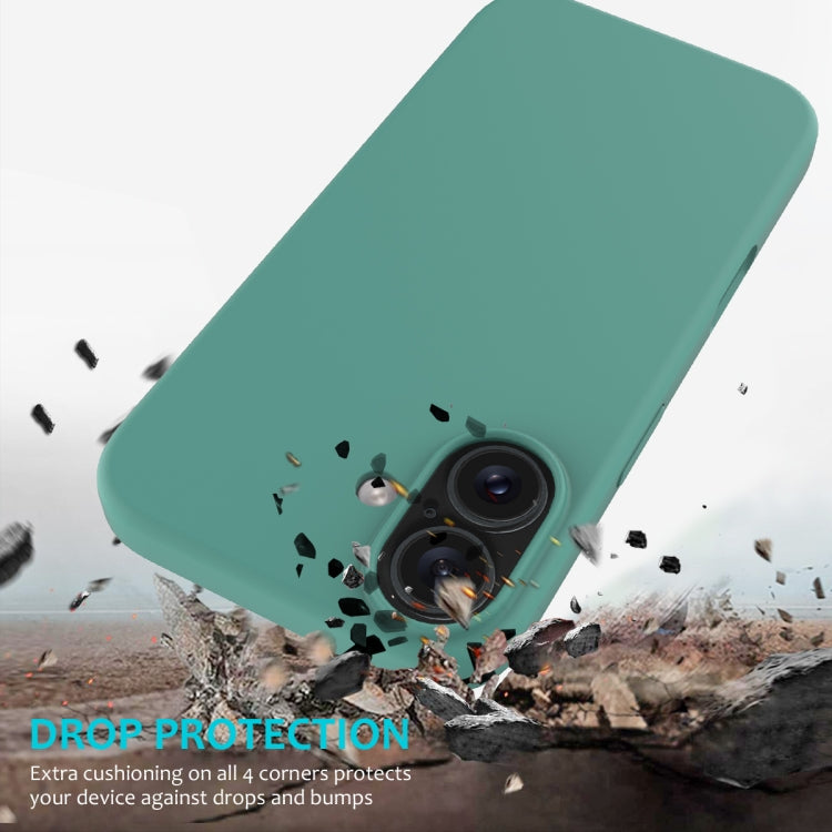 For iPhone 16 Solid Color Silicone Phone Case(Pine Needle Green) - More iPhone Cases by buy2fix | Online Shopping UK | buy2fix