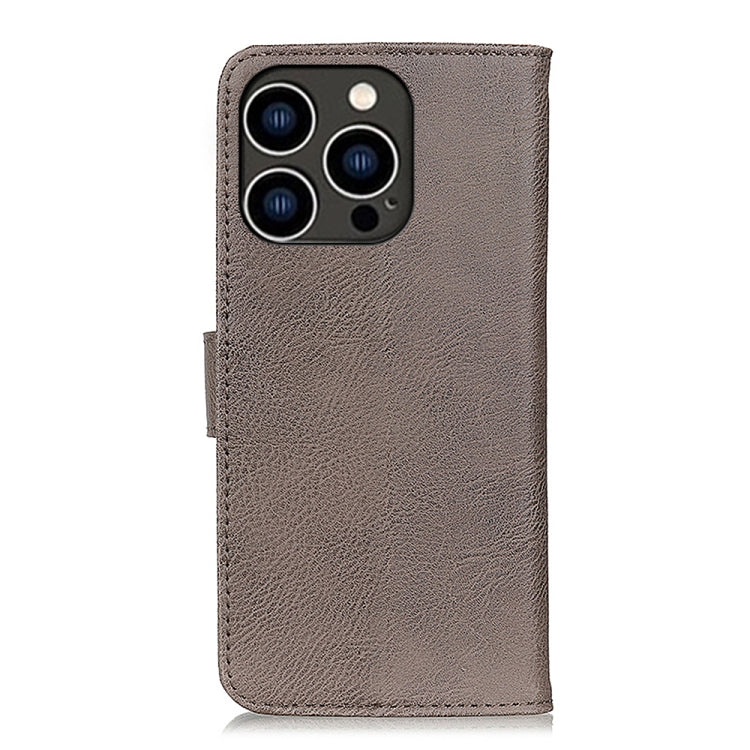 For iPhone 16 Pro KHAZNEH Cowhide Texture Horizontal Flip Leather Phone Case(Khaki) - iPhone 16 Pro Cases by buy2fix | Online Shopping UK | buy2fix