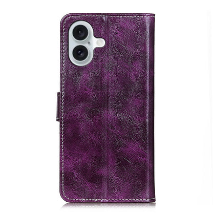 For iPhone 16 Plus Retro Crazy Horse Texture Horizontal Flip Leather Phone Case(Purple) - iPhone 16 Plus Cases by buy2fix | Online Shopping UK | buy2fix