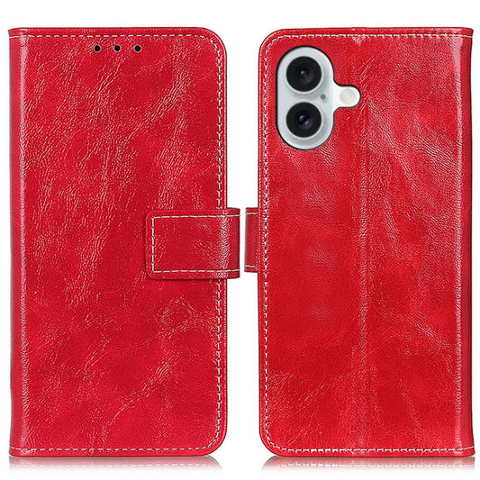 For iPhone 16 Plus Retro Crazy Horse Texture Horizontal Flip Leather Phone Case(Red) - iPhone 16 Plus Cases by buy2fix | Online Shopping UK | buy2fix