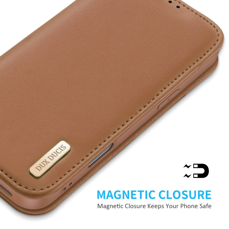 For iPhone 16 Pro Max DUX DUCIS Hivo Series Cowhide + PU + TPU Flip Phone Case(Brown) - iPhone 16 Pro Max Cases by DUX DUCIS | Online Shopping UK | buy2fix