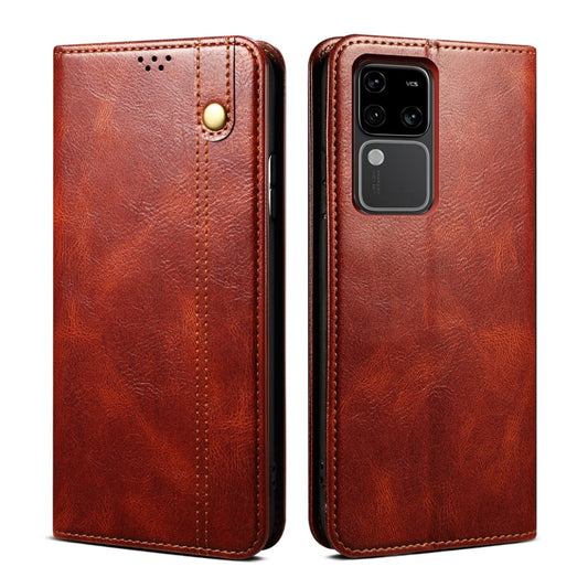 For vivo S18 Pro Oil Wax Crazy Horse Texture Leather Phone Case(Brown) - S18 Pro Cases by buy2fix | Online Shopping UK | buy2fix