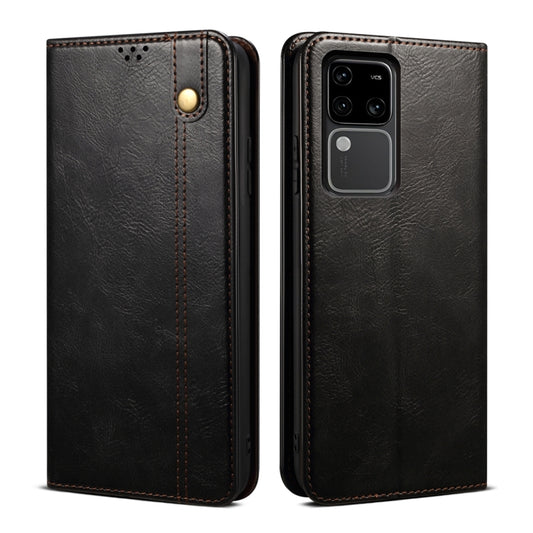 For vivo S18 Oil Wax Crazy Horse Texture Leather Phone Case(Black) - S18 Cases by buy2fix | Online Shopping UK | buy2fix