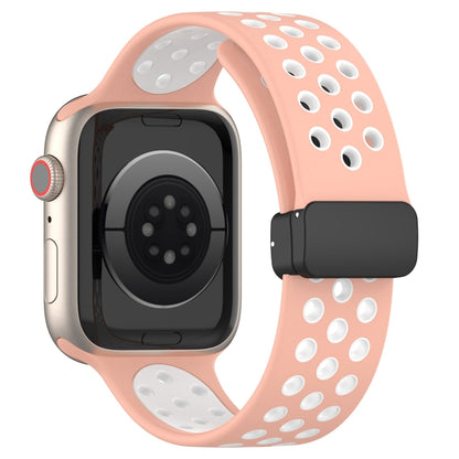 For Apple Watch 5 40mm Magnetic Buckle Silicone Watch Band(Pink White) - Watch Bands by buy2fix | Online Shopping UK | buy2fix