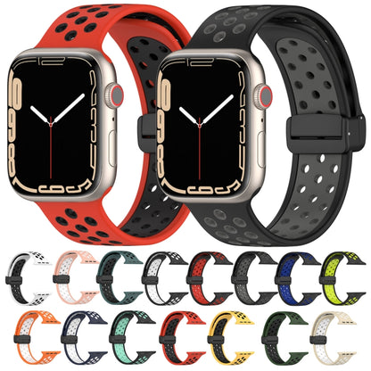 For Apple Watch 7 45mm Magnetic Buckle Silicone Watch Band(Black Limes) - Watch Bands by buy2fix | Online Shopping UK | buy2fix