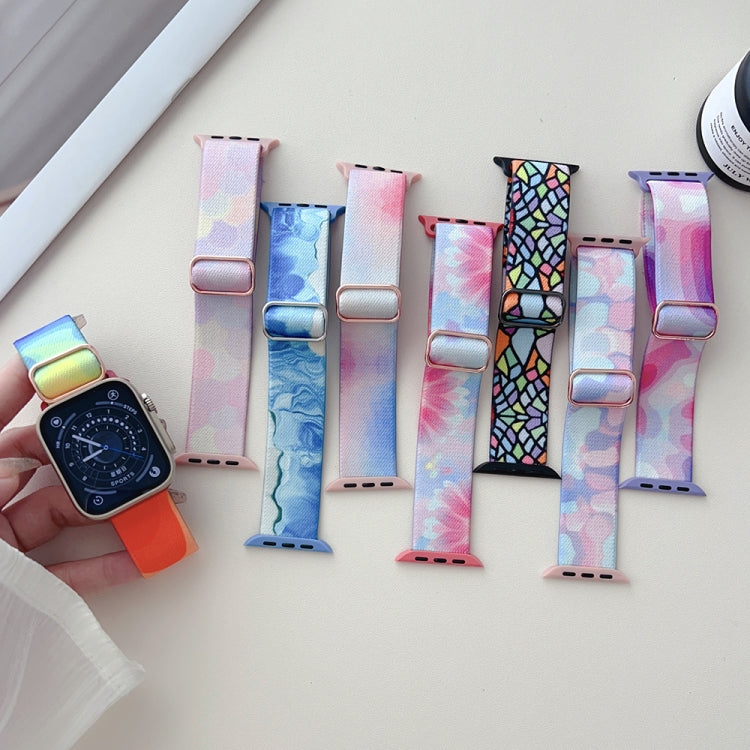 For Apple Watch Ultra 49mm Painted Pattern Nylon Replacement Watch Band(Symphony Bubbles) - Watch Bands by buy2fix | Online Shopping UK | buy2fix