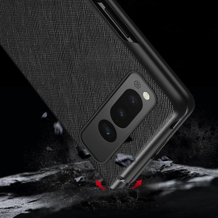 For Google Pixel Fold Cross Texture All Inclusive Shockproof Protective Phone Case(Black) - Google Cases by buy2fix | Online Shopping UK | buy2fix