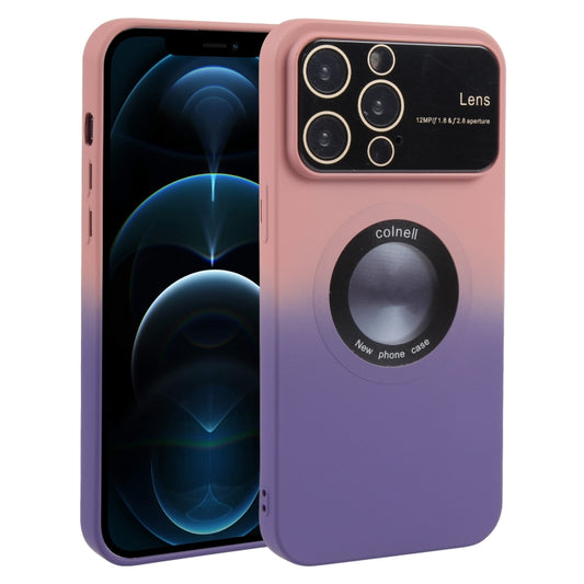 For iPhone 12 Pro Max Gradient Silicone Shockproof Magsafe Phone Case with Lens Film(Pink Purple) - iPhone 12 Pro Max Cases by buy2fix | Online Shopping UK | buy2fix