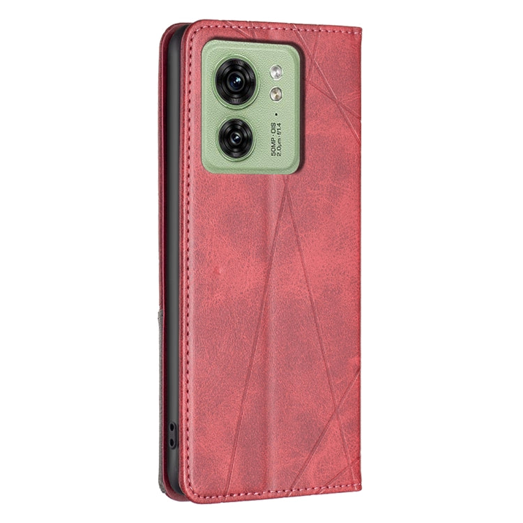 For Motorola Edge 40 Rhombus Texture Magnetic Leather Phone Case(Red) - Motorola Cases by buy2fix | Online Shopping UK | buy2fix