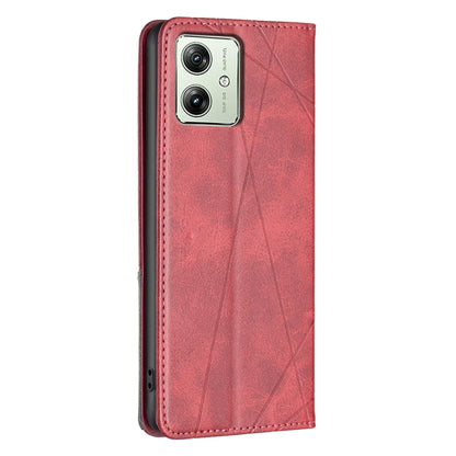 For Motorola Moto G54 5G EU Edition Rhombus Texture Magnetic Leather Phone Case(Red) - Motorola Cases by buy2fix | Online Shopping UK | buy2fix