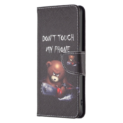 For Motorola Moto G14 4G Colored Drawing Pattern Leather Phone Case(Bear) - Motorola Cases by buy2fix | Online Shopping UK | buy2fix