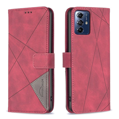 For Motorola Moto G Play 2024 Magnetic Buckle Rhombus Texture Leather Phone Case(Red) - Motorola Cases by buy2fix | Online Shopping UK | buy2fix