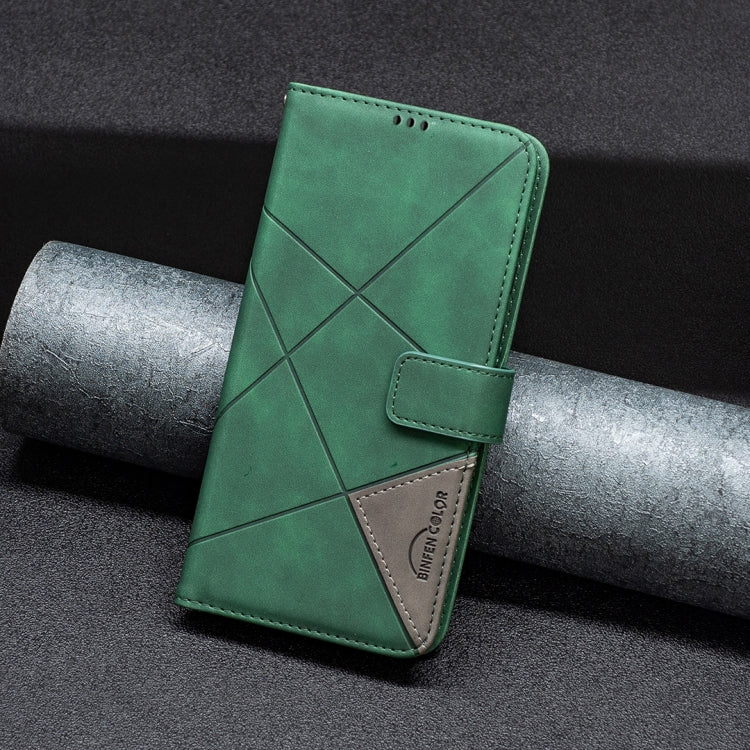 For Motorola Moto G Play 2024 Magnetic Buckle Rhombus Texture Leather Phone Case(Green) - Motorola Cases by buy2fix | Online Shopping UK | buy2fix